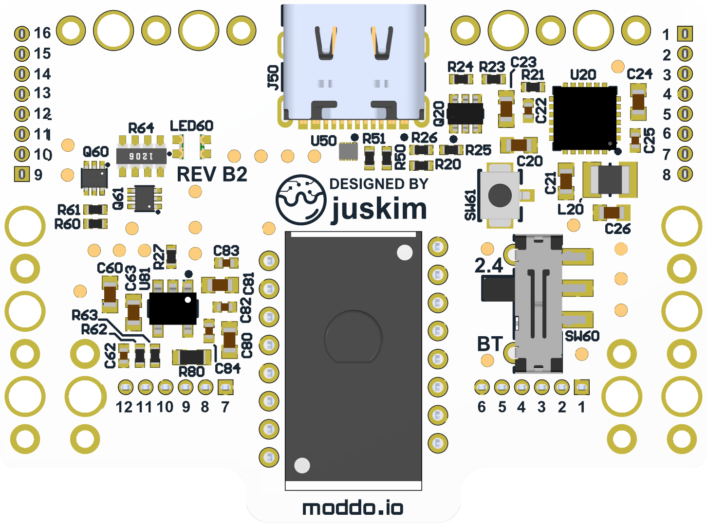 moddoMOUSE PCB Bottom